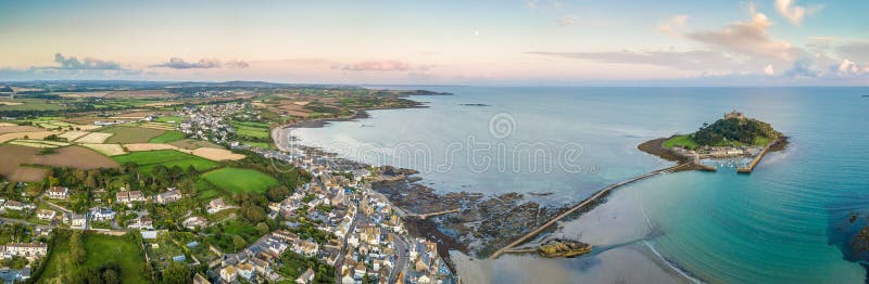 View of St Michaels mountain near Marazion, Cornwall. UK stock photos