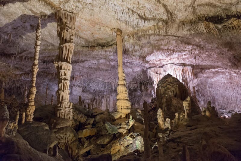 View of the stalactites and stalagmites in the cave stock image View of the stalactites and stalagmites in the cave stock image