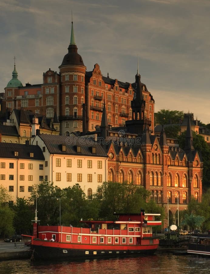 View of Stockholm in sunset light royalty free stock images