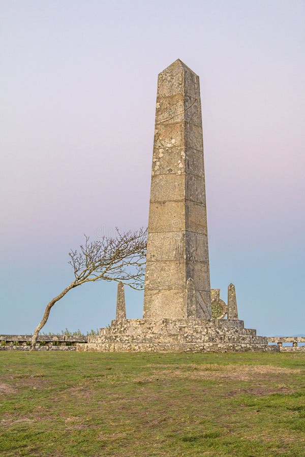 A Stone Obelisk on Top of a Mountain, Giant Mountains, Poland Stock