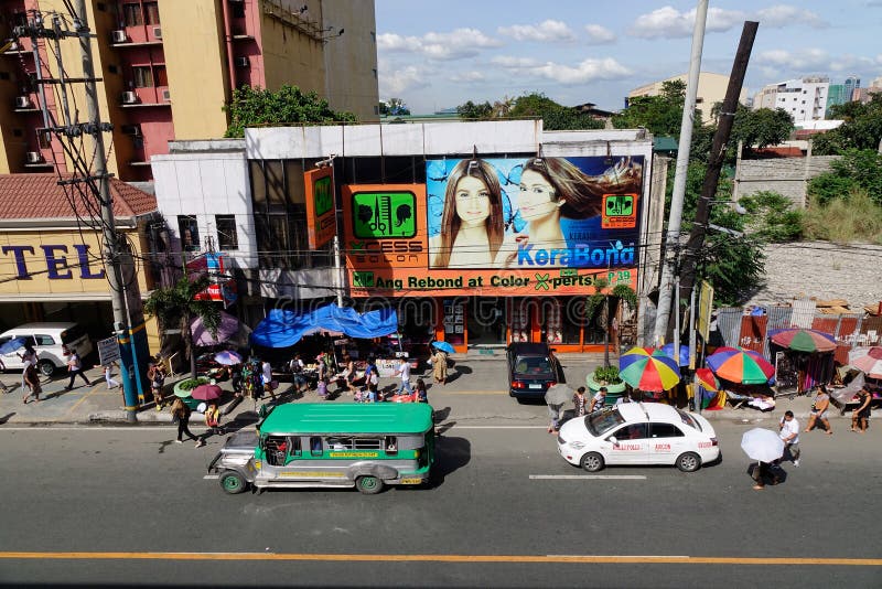 View of Street at Quezon in Manila, Philippines Editorial Stock Image