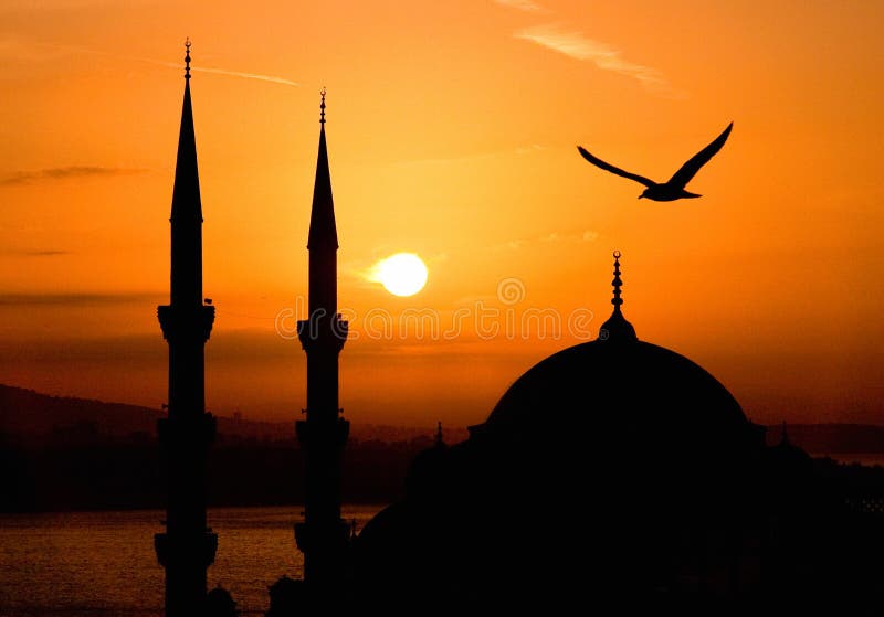 View of Sultanahmet by night, Istanbul stock photography
