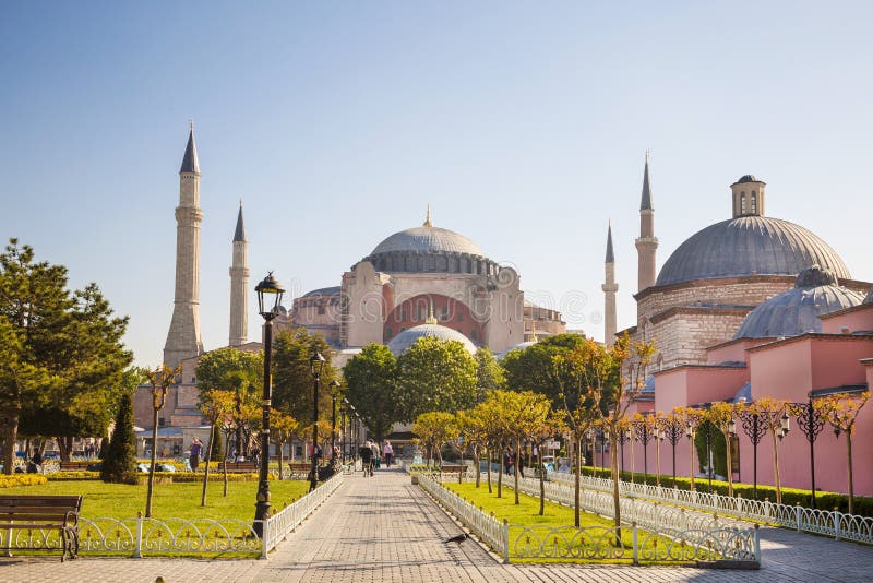 View of the Sultanahmet Square and Saint Sophia, Istanbul stock photos