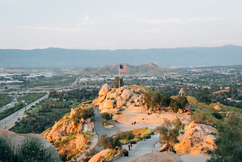 View of the summit of Mount Rubidoux in Riverside, California stock photography