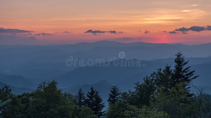 View after sunset in the Great Smoky Mountains