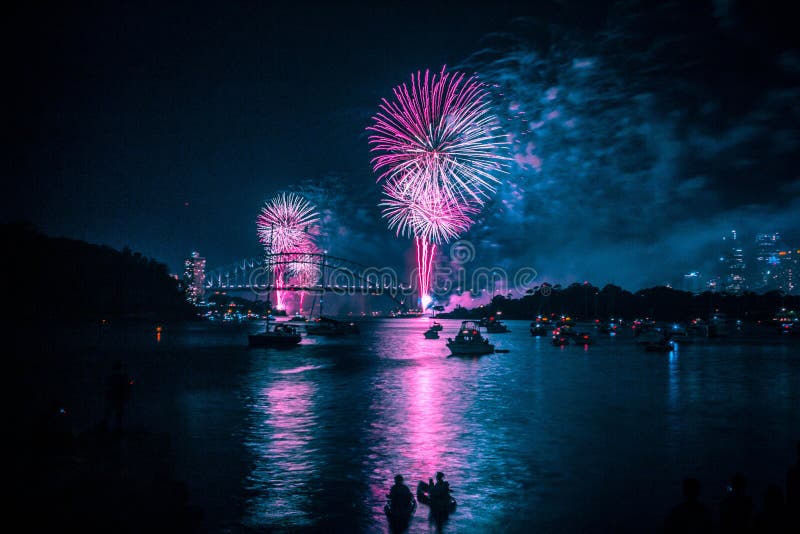 Sydney Harbour Bridge during New Year`s Eve Fireworks