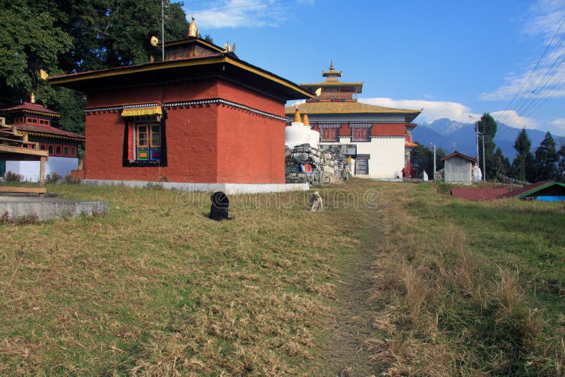 View of Tashiding Monastery royalty free stock photo
