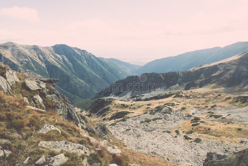 View of Tatra Mountains in Slovakia - vintage effect