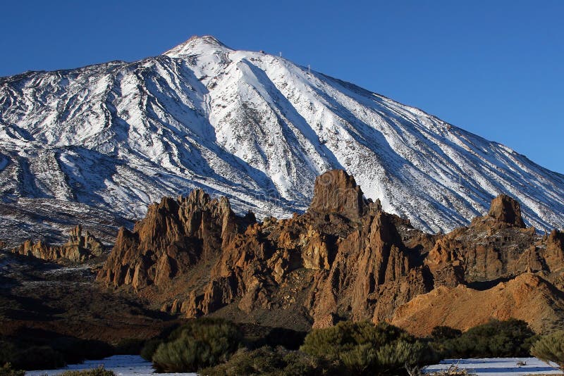 Teide volcano from far stock image. Image of white, steep 500187