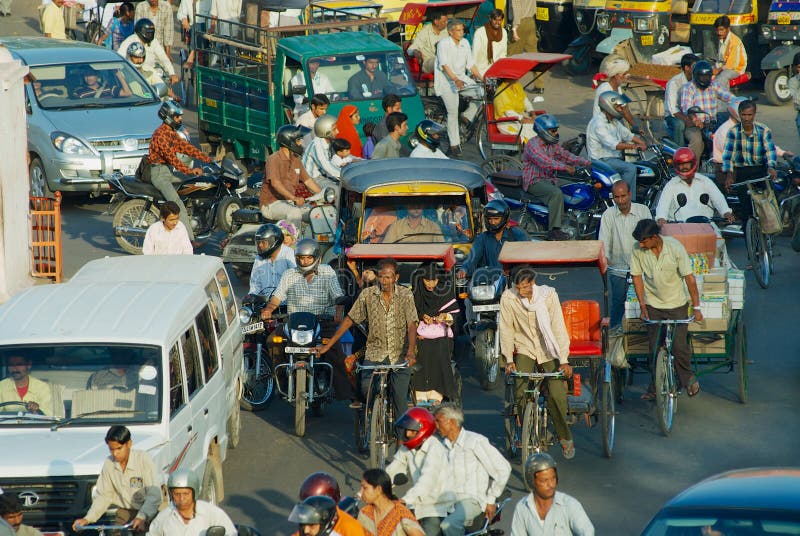 View To the Busy Street of the City during Evening Rush Hour in Jaipur ...