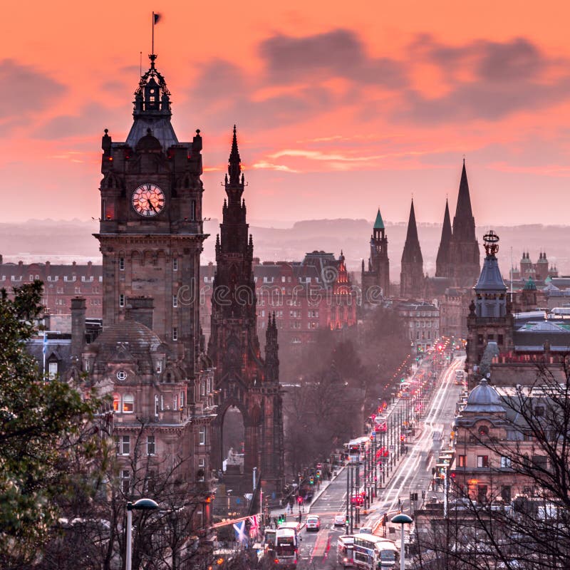 View to evening Princes Street from Calton hill in Edinburgh, Scotland royalty free stock image View to evening Princes Street from Calton hill in Edinburgh, Scotland royalty free stock image