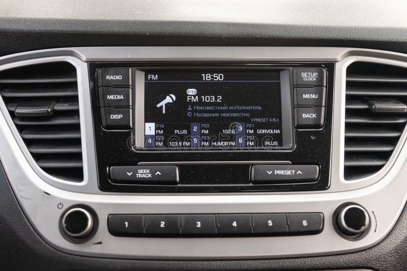 View To the Interior of Hyundai Accent 2018 with Dashboard, Clock