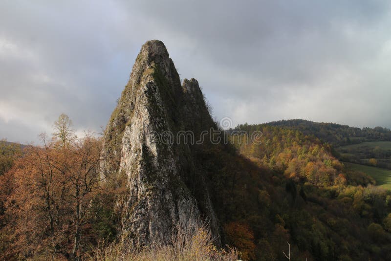 View to Lednicke Bradlo near Ruins of Lednica castle in Slovakia