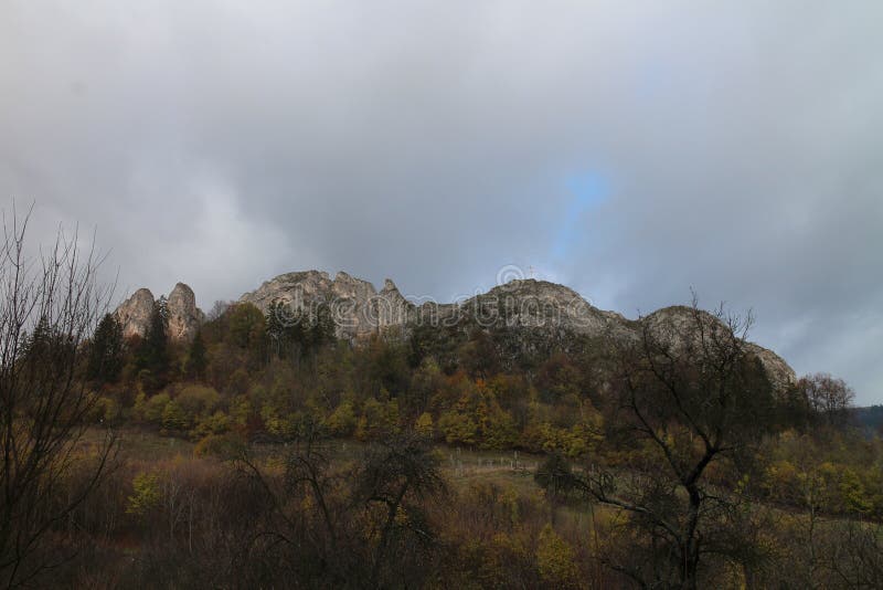 View to Lednicke Bradlo near Ruins of Lednica castle in Slovakia