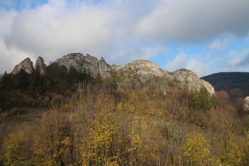 View to Lednicke Bradlo near Ruins of Lednica castle in Slovakia