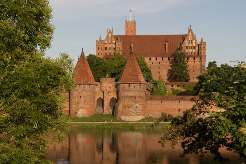 View over the river to Malbork Castle royalty free stock images