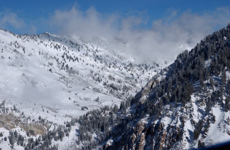 View to the Mountains from Snowbird ski resort in Utah, USA