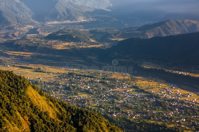 View to nearest villages in foot of Sarangkot view point near Po