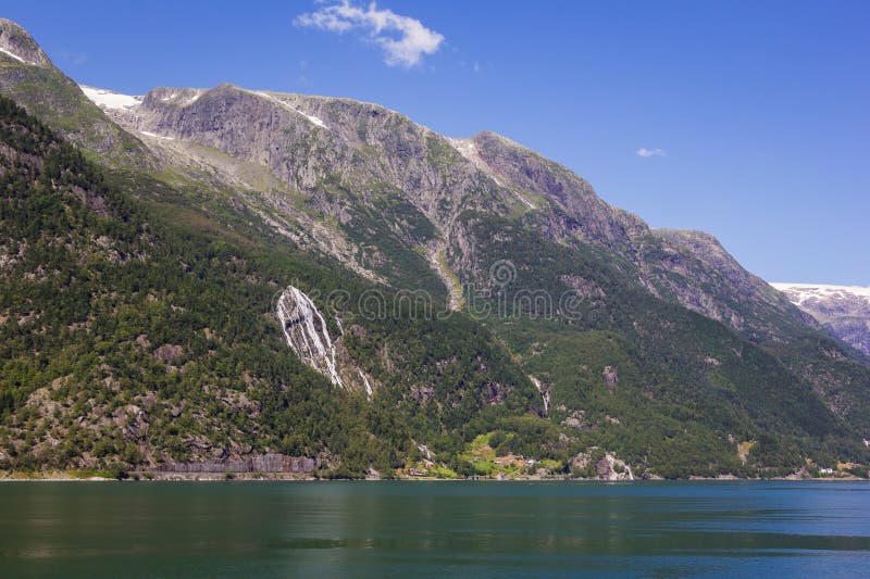 View to the part of the Folgefonna National Park near Odda, Norway stock images View to the part of the Folgefonna National Park near Odda, Norway stock images