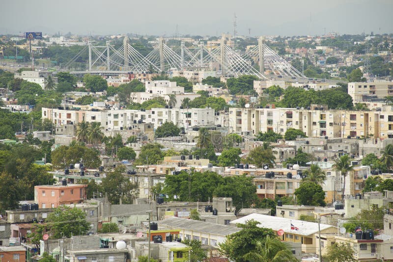 View to Santo Domingo city from the roof top of the Lighthouse of Christopher Columbus in Santo Domingo, Dominican Republic.