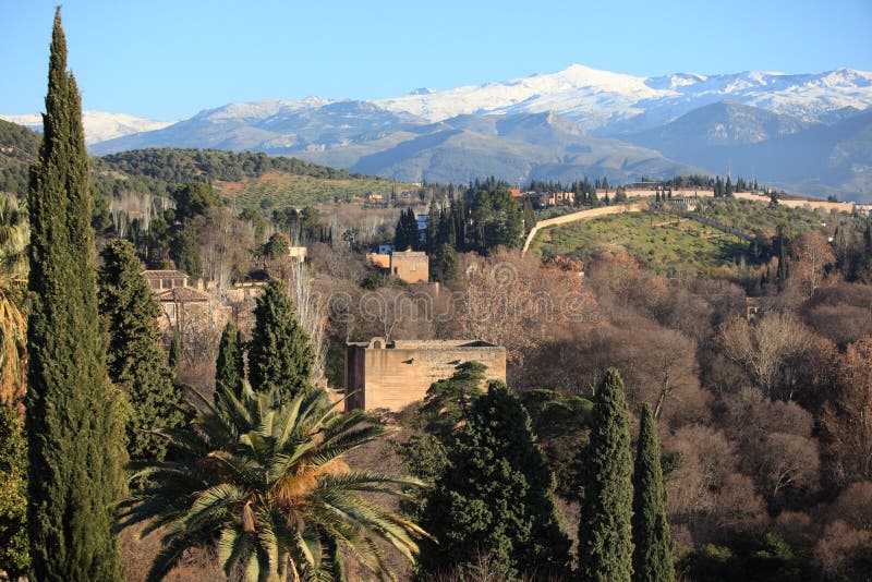 View To Sierra Nevada, Spain Stock Photo Image of trees, granada