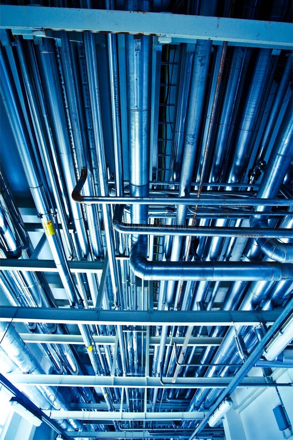 View to steel equipment on ceiling royalty free stock photo