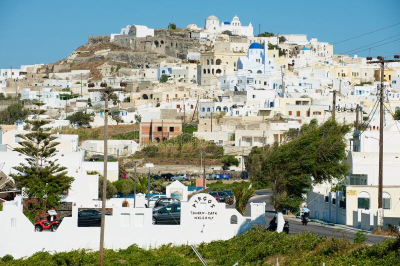 View To the Town of Pyrgos in Pyrgos, Greece. Editorial Photography