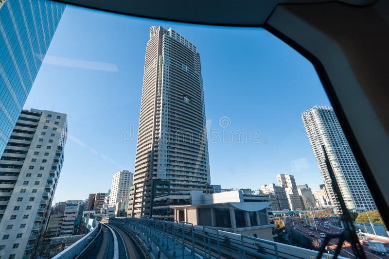View from a Tokyo Light Rail royalty free stock image