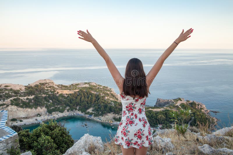 View from top on Anthony Quinn Bay and beach, Rhodes in Faliraki. stock photo View from top on Anthony Quinn Bay and beach, Rhodes in Faliraki. stock photo