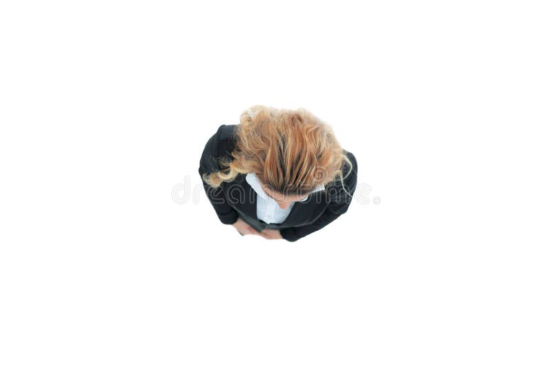 View from the top.modern business woman .isolated stock photos View from the top.modern business woman .isolated stock photos