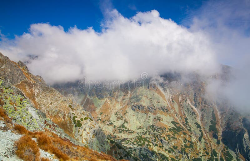 View from the top of the mountain in the High Tatras, Slovakia