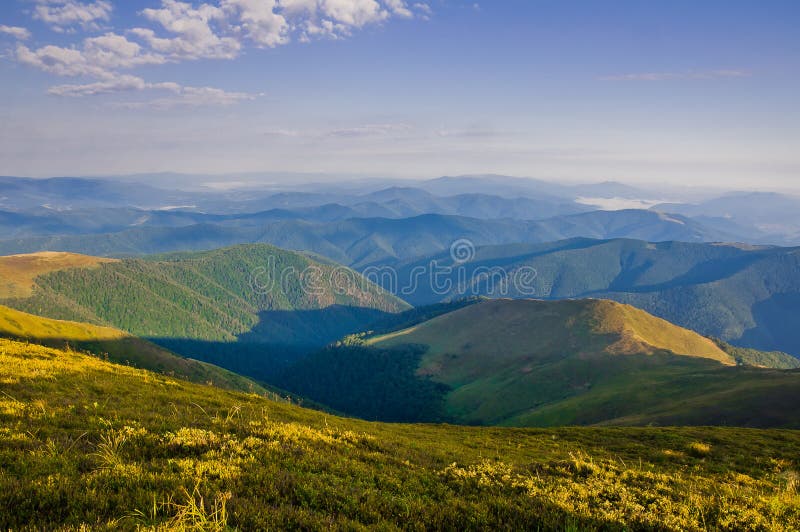 View from the Top of the Mountain To the Remote Mountains and Va Stock