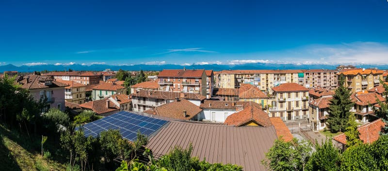 View of the town of Fossano, Piemont, Italy