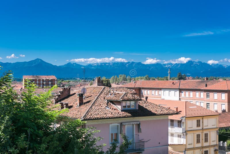 View of the town of Fossano, Piemont, Italy