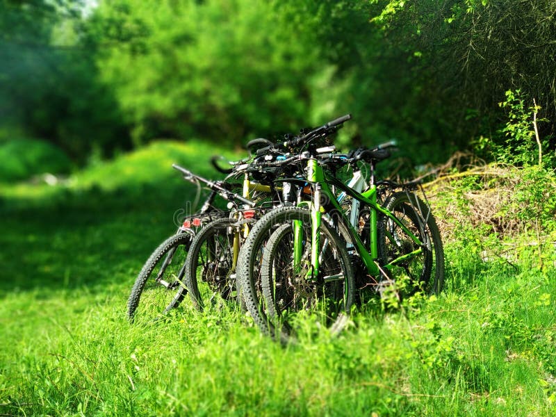 A calming pause during a bike tour in the mountains on a sunny summer day. A calming pause during a bike tour in the mountains on a sunny summer day