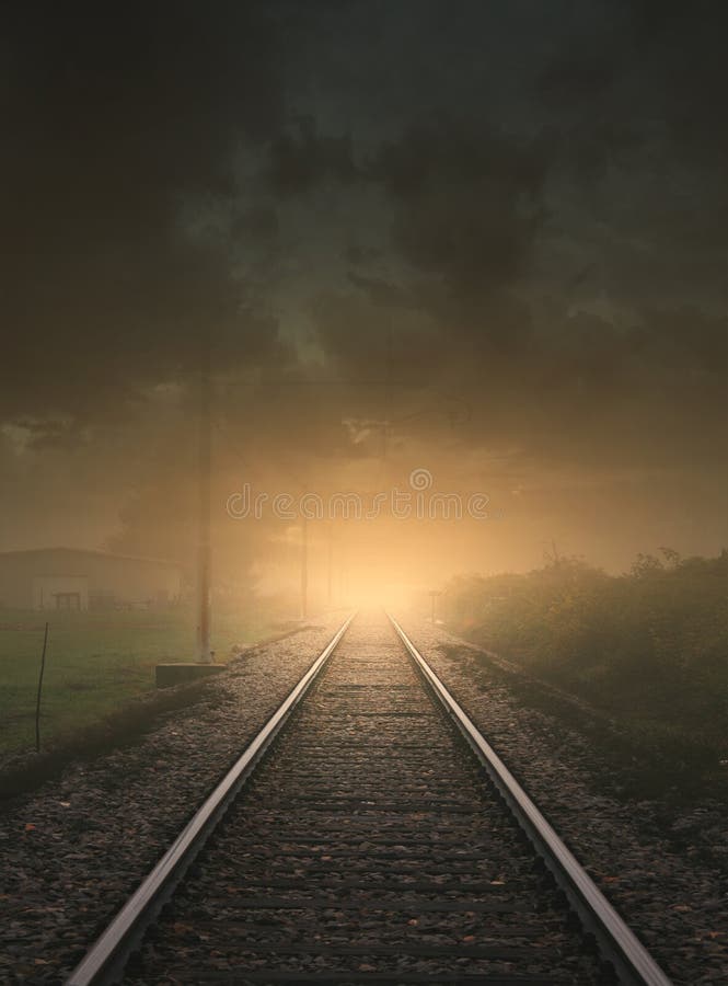 View of the Train Tracks Towards the Bright Light Stock Photo - Image of  cute, beautiful: 216214548