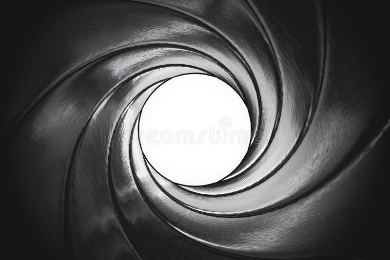 View through twisted gun barrel. 3D rendered illustration