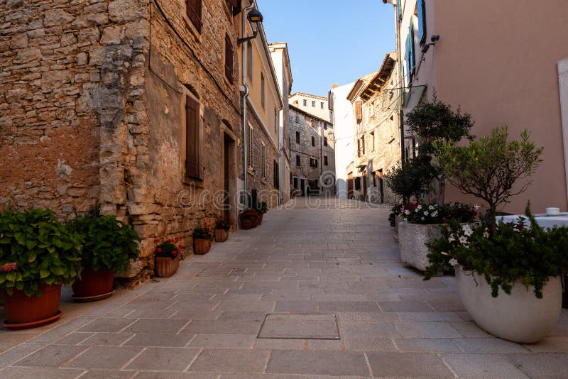 View of typical istrian alley in Valle - Bale, Croatia