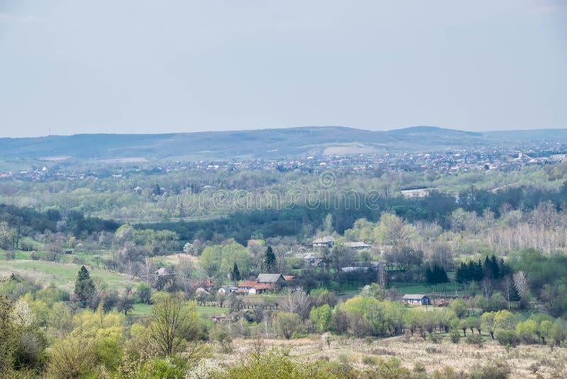 View of the Ukrainian city of Kolomyya from the hill