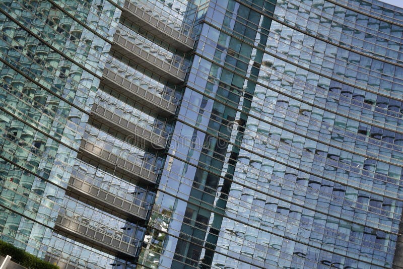 View of the Unicredit tower and Piazza Gae Aulenti in the business district of Porta Garibaldi, fragment of glass and steel modern royalty free stock image