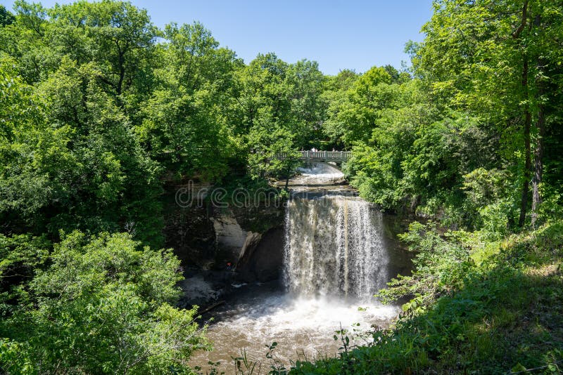 View of the Upper Falls of Minneopa Falls Waterfall at Minneopa State