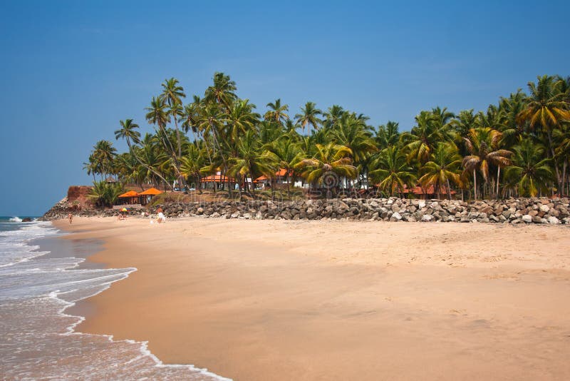 View of the Varkala beach, beach hotel