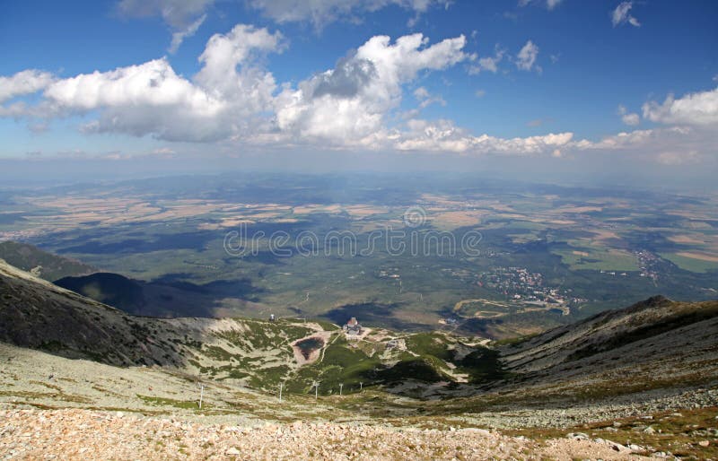 View from Velka Lomnicka veza - peak in High Tatra