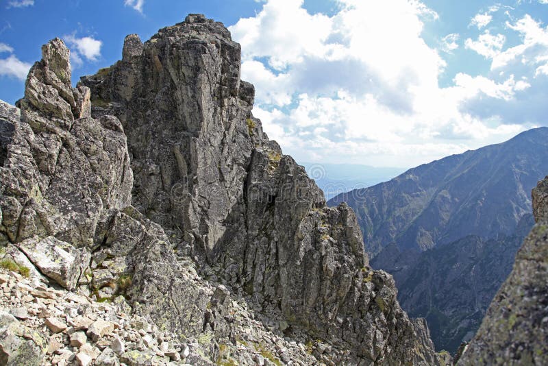 View from Velka Lomnicka veza - peak in High Tatras, Slovakia