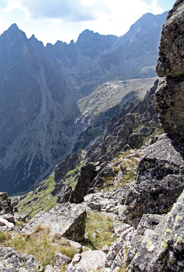 View from Velka Lomnicka veza - peak in High Tatras, Slovakia