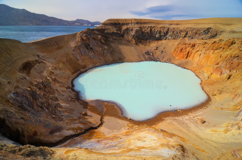 View of Viti crater, Askja, Iceland stock photo