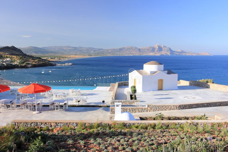 View of Vlicha Bay, Lindos. Rhodes, Greece, Europe. Stock Image - Image ...