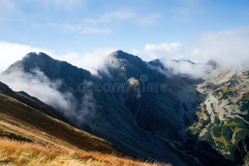 View from Volovec at Tatra mountain peaks