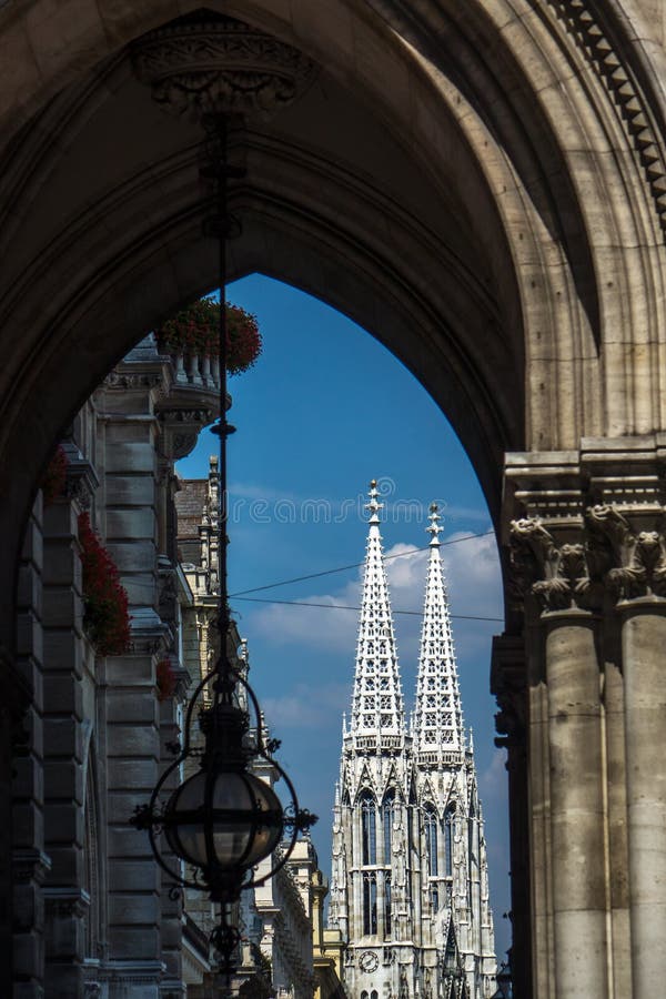 View of Votive Church from Other Building in Vienna Stock Image Image
