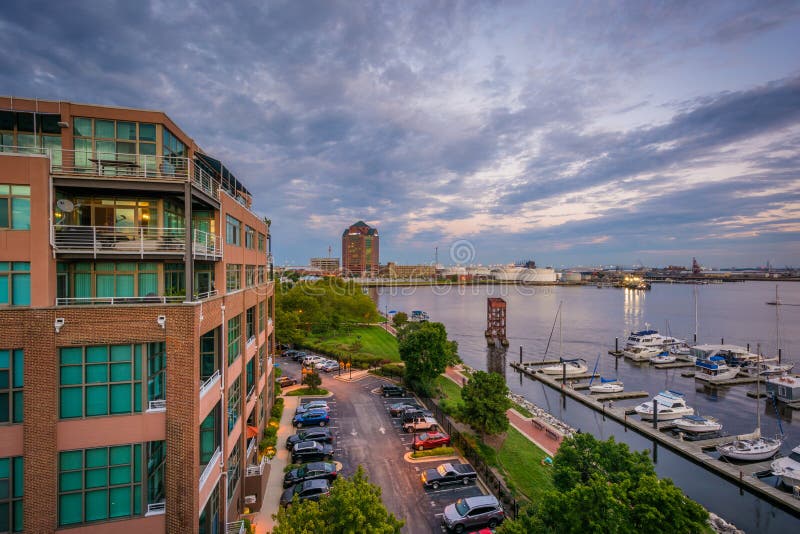 View of the Waterfront in Canton, Baltimore, Maryland Editorial Stock